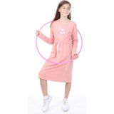 Toontoy Kız Çocuk Baskılı Elbise - Koyu Pudra - 10 - 11 Yaş