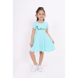 Toontoy Kız Çocuk Baskılı Elbise - Mint Yeşili - 8 Yaş