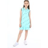 Toontoy Kız Çocuk Baskılı Elbise Su Yeşili 13-14 YAŞ