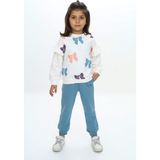 Toontoy Kız Çocuk Baskılı Eşofman Takım - 1 Yaş - Mavi