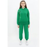 Toontoy Kız Çocuk Baskılı Eşofman Takım Çimen Yeşili 6-7 YAŞ