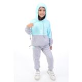 Toontoy Kız Çocuk Baskılı Eşofman Takım Su Yeşili 5 YAŞ