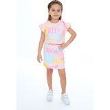 Toontoy Kız Çocuk Baskılı Etekli Takım - Pudra - 6 Yaş