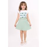 Toontoy Kız Çocuk Baskılı Etekli Takım - Yeşil - 5 Yaş