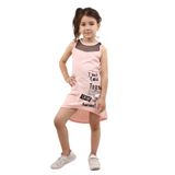 Toontoy Kız Çocuk Baskılı File Detaylı Elbise - 5 Yaş - Pembe - Melanj