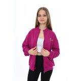 Toontoy Kız Çocuk Baskılı Hırka Mürdüm 6-7 YAŞ