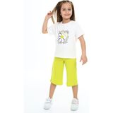 Toontoy Kız Çocuk Baskılı Kaprili Takım - Beyaz - 2 Yaş
