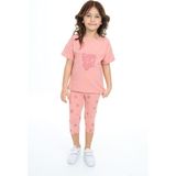 Toontoy Kız Çocuk Baskılı Kaprili Takım - Koyu Pudra - 2 Yaş