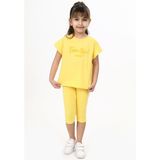 Toontoy Kız Çocuk Baskılı Kaprili Takım - Koyu Sarı - 3 Yaş