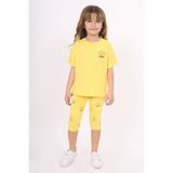 Toontoy Kız Çocuk Baskılı Kaprili Takım - Koyu Sarı - 4 Yaş