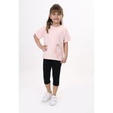 Toontoy Kız Çocuk Baskılı Kaprili Takım - Pudra - 5 Yaş