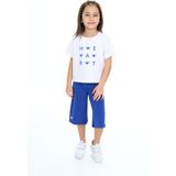 Toontoy Kız Çocuk Baskılı Kaprili Takım - Saks - 4 Yaş