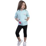Toontoy Kız Çocuk Baskılı Kapüşonlu Kanguru Cepli Taytlı Takım Su Yeşili 8 YAŞ