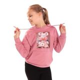 TOONTOY Kız Çocuk Baskılı Kapüşonlu Sweatshirt, 10 Yaş, 22438, Gül Kurusu, kız-çocuk