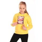TOONTOY Kız Çocuk Baskılı Kapüşonlu Sweatshirt, 12 Yaş, 22438, Koyu Sarı, kız-çocuk