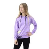 TOONTOY Kız Çocuk Baskılı Kapüşonlu Sweatshirt, 8-9 Yaş, 22515, Lila, kız-çocuk