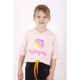 Toontoy Kız Çocuk Baskılı Kapüşonlu T-Shirt - 6 - Pudra