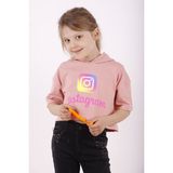 Toontoy Kız Çocuk Baskılı Kapüşonlu T-Shirt - 6 - Somon
