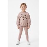 Toontoy Kız Çocuk Baskılı Karyoka Dikişli Sweatshirt - Bej - 7 Yaş