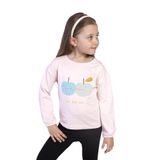 Toontoy Kız Çocuk Baskılı Kol Ucu Lastikli Sırtı Nakış Detaylı Tişört Pudra 4 YAŞ