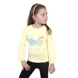 Toontoy Kız Çocuk Baskılı Kol Ucu Lastikli Sırtı Nakış Detaylı Tişört Sarı 4 YAŞ