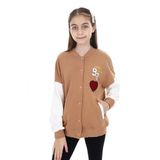 Toontoy Kız Çocuk Baskılı Kolej Hırka Kahverengi 8-9 YAŞ