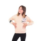 TOONTOY Kız Çocuk Baskılı Nakışlı Sweatshirt, 12-13 Yaş, 22556, Bej, kız-çocuk