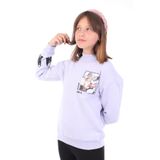 TOONTOY Kız Çocuk Baskılı Nakışlı Sweatshirt, 6-7 Yaş, 22556, Mavi, kız-çocuk