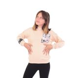 TOONTOY Kız Çocuk Baskılı Nakışlı Sweatshirt, 8-9 Yaş, 22556, Bej, kız-çocuk