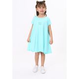 Toontoy Kız Çocuk Baskılı Oversize Bisiklet Yaka Kısa Kollu Elbise - - 6 - Mint Yeşili