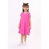 Toontoy Kız Çocuk Baskılı Oversize Bisiklet Yaka Kısa Kollu Elbise - - 6 - Orkide