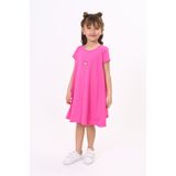 Toontoy Kız Çocuk Baskılı Oversize Bisiklet Yaka Kısa Kollu Elbise