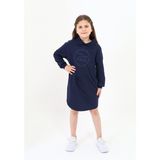 Toontoy Kız Çocuk Baskılı Oversize Polo Yaka Uzun Kollu Elbise - 12 - 13 Yaş - Lacivert