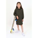 Toontoy Kız Çocuk Baskılı Oversize Polo Yaka Uzun Kollu Elbise - 8 - 9 - Haki