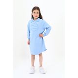 Toontoy Kız Çocuk Baskılı Oversize Polo Yaka Uzun Kollu Elbise -