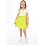 Toontoy Kız Çocuk Baskılı Regular Fit Bisiklet Yaka Kısa Kollu Elbise - Renk Bloklu - 5 - Açık Yeşil