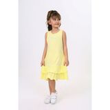 Toontoy Kız Çocuk Baskılı Regular Fit Bisiklet Yaka Kısa Kollu Fırfırlı Elbise - - 3 - Açık Sarı