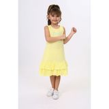 Toontoy Kız Çocuk Baskılı Regular Fit Bisiklet Yaka Kısa Kollu Fırfırlı Elbise - - 5 - Açık Sarı