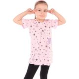 Toontoy Kız Çocuk Baskılı Regular Fit Bisiklet Yaka Kısa Kollu Fırfırlı Elbise - A Pileli - 1 Yaş - Pembe