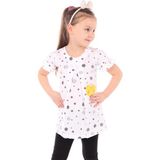 Toontoy Kız Çocuk Baskılı Regular Fit Bisiklet Yaka Kısa Kollu Fırfırlı Elbise - A Pileli - 3 - Beyaz
