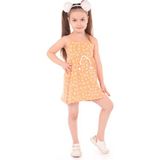 Toontoy Kız Çocuk Baskılı Regular Fit Kare Yaka Kolsuz Askılı Elbise - - 3 - Turuncu