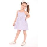 Toontoy Kız Çocuk Baskılı Regular Fit Kare Yaka Kolsuz Askılı Elbise - - 4 Yaş - Lila