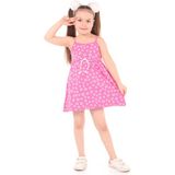 Toontoy Kız Çocuk Baskılı Regular Fit Kare Yaka Kolsuz Askılı Elbise - - 5 - Fuşya
