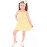 Toontoy Kız Çocuk Baskılı Regular Fit Kare Yaka Kolsuz Askılı Elbise - - 5 - Sarı
