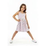 Toontoy Kız Çocuk Baskılı Regular Fit Kare Yaka Kolsuz Askılı Elbise