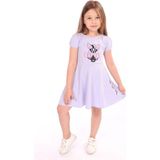 Toontoy Kız Çocuk Baskılı Relax Fit Bisiklet Yaka Kısa Kollu Elbise - 3 - Açık Lila