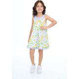 Toontoy Kız Çocuk Baskılı Relax Fit Bisiklet Yaka Kolsuz Elbise - - 6 - Mavi