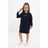 Toontoy Kız Çocuk Baskılı Relax Fit Bisiklet Yaka Uzun Kollu Elbise - - 5 - Lacivert
