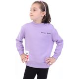 Toontoy Kız Çocuk Baskılı Relax Fit Dik Yaka Düşük Omuz Sweatshirt - Sol Omuz Çıtçıtlı - Lila - 9 Ay