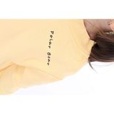 Toontoy Kız Çocuk Baskılı Relax Fit Dik Yaka Düşük Omuz Sweatshirt - Sol Omuz Çıtçıtlı - Sarı - 4